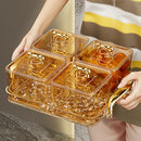Axyaa 4/6 Grids Plastic Food Tray Dual Handle Snack Fruit Organizer