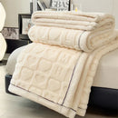 Axyaa Heart Pattern Coral Fleece Blanket: Double Layer Thicken Warm Plush Sofa Throw