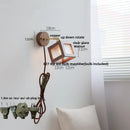 Axyaa Walnut Wood LED Wall Sconce Rotate Light Clear Glass Pull Chain Switch