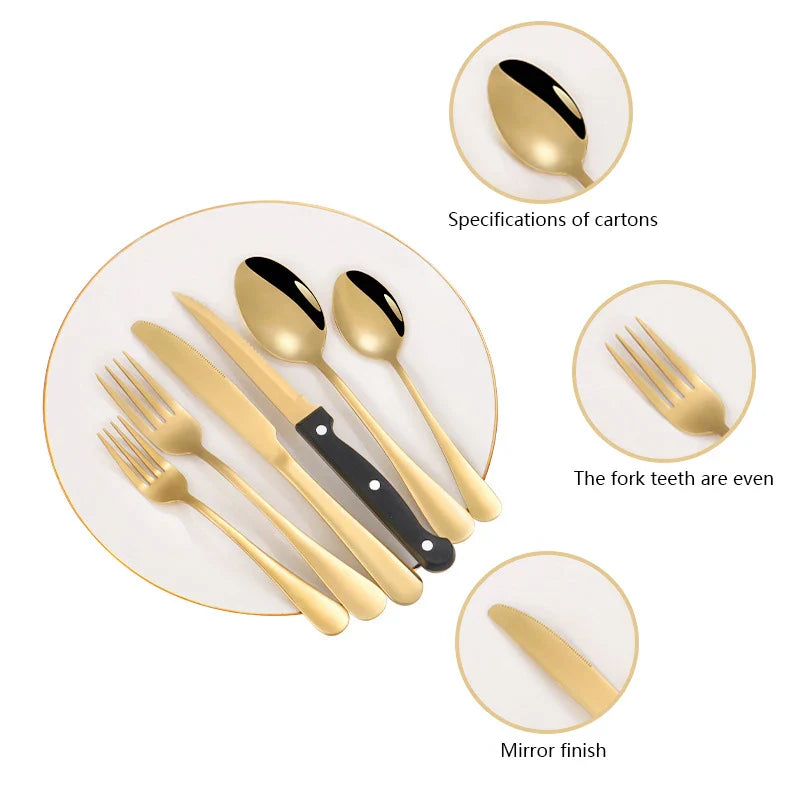 Axyaa 1010 Stainless Steel Tableware Set with Steak Knife and Dessert Spoon