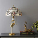 Axyaa Tiffany Brass Desk Lamp LED Shells Decor Retro Table Light for Home