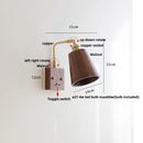 Axyaa Clear Glass LED Wall Lights with Modern Toggle Switch, Walnut Copper Stair Light