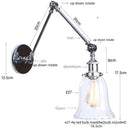 Axyaa Chrome Industrial Swing Arm Wall Sconce Clear Glass Lamparas De Pared