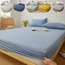 Axyaa Cotton Fitted Sheet with Elastic Bands for Double King Queen Bed, Non-Slip Solid Color
