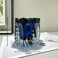 Axyaa Glass Vase Wrinkled Flower Pots Elegant Desk Decoration Room Aesthetic Decor