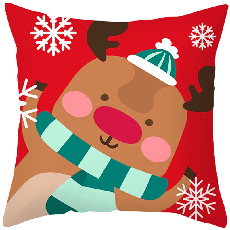 Axyaa Christmas Cushion Cover 45x45cm Snowman Santa Noel Navidad Happy New Year
