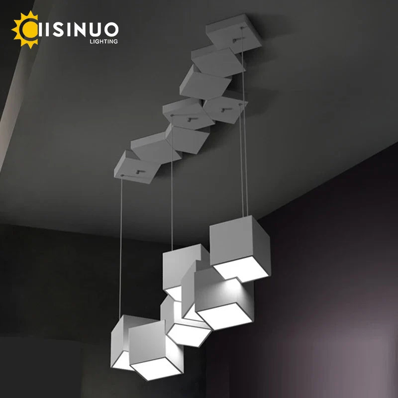 Axyaa Cube LED Chandelier for Modern Living Room Kitchen Dining Lighting