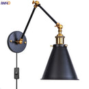 Axyaa Retro LED Wall Sconce Swing Arm Lamp, Black Industrial Vintage Iron Design