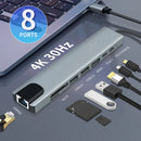 Axyaa 8-in-1 USB C Hub with 4K HDMI, 87W PD, USB 3.0, RJ45, SD/TF Card Reader