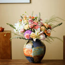 Axyaa Ceramic Vase with Hand-doodle Design for Floral Arrangement
