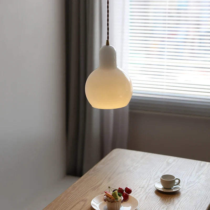 Axyaa White Glass Shell Pendant Light with Adjustable LED Wire for Home & Commercial Spaces