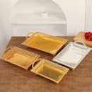 Axyaa Metal Mirror Crystal Cake Tray | Home Kitchen Decor Ornament