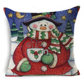 Axyaa Christmas Santa Snowman Pillowcase - Linen Cushion Cover 18*18 inch