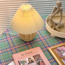 Axyaa Pleated Rattan LED Table Lamp for Home Office Decor and Night Light
