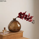 Axyaa Brown Glass Vase for Hydroponics Plants, Table Decoration, Room Aesthetic