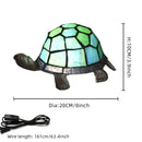 Stained Glass Turtle Night Light - Colorful Glass Lamp, Art Deco Style by Axyaa