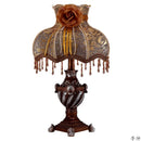 Axya Nordic Brown LED Table Lamp with Fabric Shade for Modern Home Decor