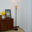 Axyaa Stained Glass Torchiere Floor Lamp Antique Industrial Style Standing Light