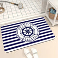 Axyaa Blue Emblem Pattern Diatom Mud Floor Mat: Super Non-Slip & Absorbent