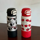 Axyaa Cherry Puppy 500ml Stainless Steel Thermal Bottle with Straw - Kawaii Design