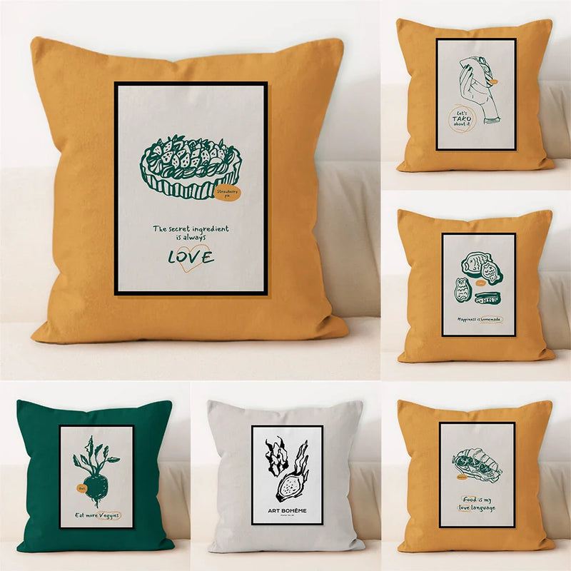Axyaa Fruit Hot Dog Food Pillowcase Square Cushion Cover Home Decor Sofa Pillows