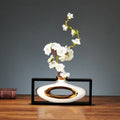Axyaa Chinese Style Ceramic Vase with Wooden Frame for Modern Home Decoration