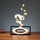 Axyaa Chinese Style Ceramic Vase with Wooden Frame for Modern Home Decoration