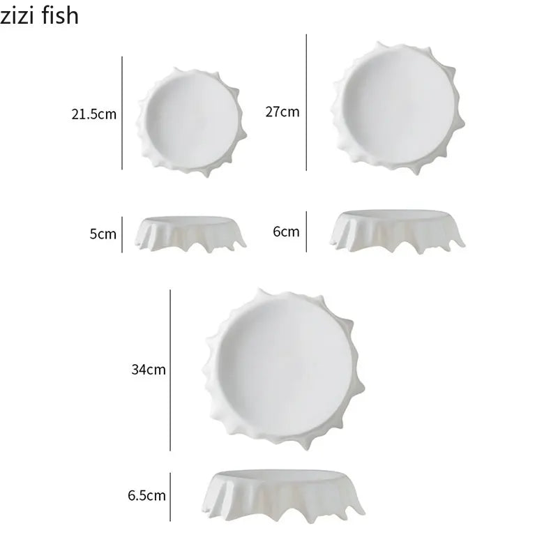 Axya Ceramic Irregular Dinner Plate Set of 6 - Solid Color Tableware