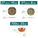 Axyaa New Bohemian Ceramic Dinnerware Set - 12/24 Piece Porcelain Plates & Bowls