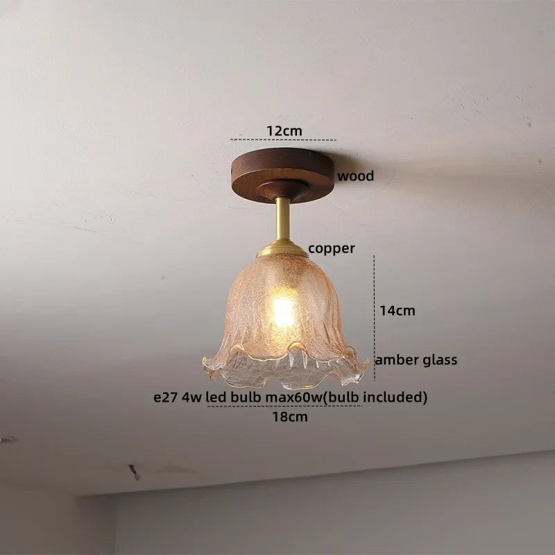 Axyaa Green Glass LED Ceiling Lights for Modern Indoor Lighting