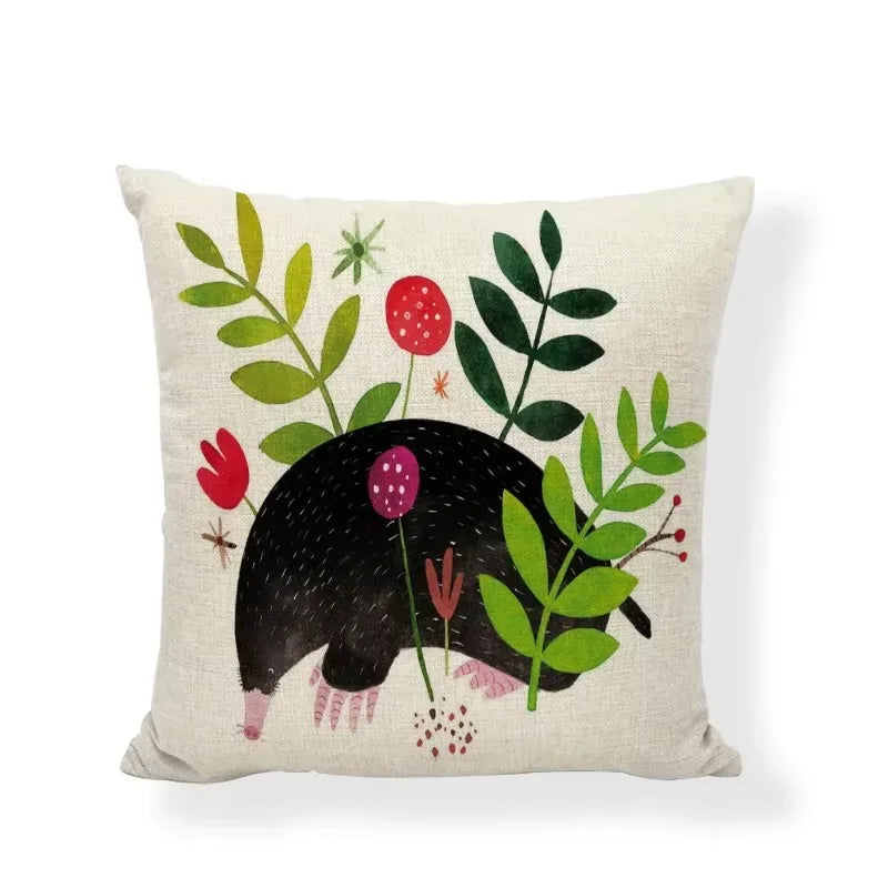 Linen Print Pillowcase 45X45CM Wildlife Collection by Axyaa