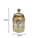 Gold Ceramic Vase with Lid by Axyaa: Floral Room Decor & Artificial Flowers Display