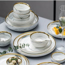 Axya Gold Marble Ceramic Kitchen Dinner Set for Food, Salad, Noodles, Soups