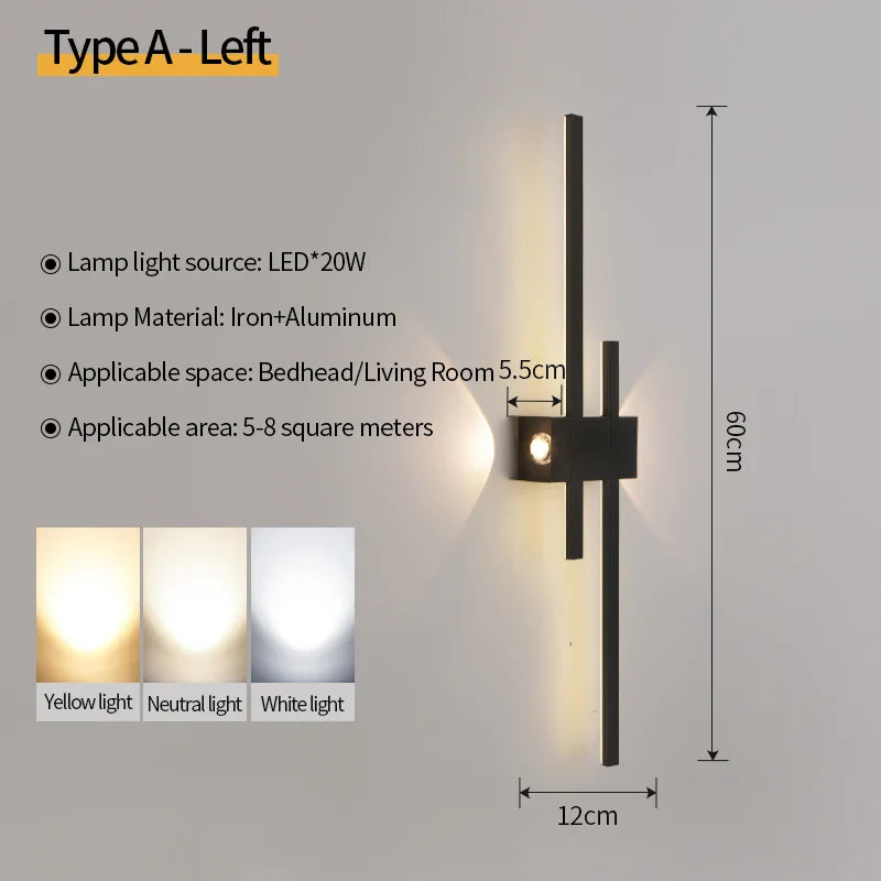 Axyaa Modern Black Wall Lamp Set - Ideal for Living Room, Bedroom, Corridor