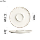 Axyaa Bead Edge Ceramic Dessert Plate for Molecular Cuisine and Sushi