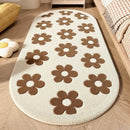 Axyaa Pink Flower Pattern Plush Carpet: Soft, Thick, Washable Rug for Bedroom & Living Room