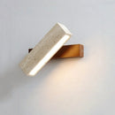 Axyaa Wood Yellow Travertine Stone LED Wall Lamp Wabi Sabi Design