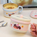 Axyaa Kawaii Ramen Bowl Set Stainless Steel Spoon Chopsticks Lid