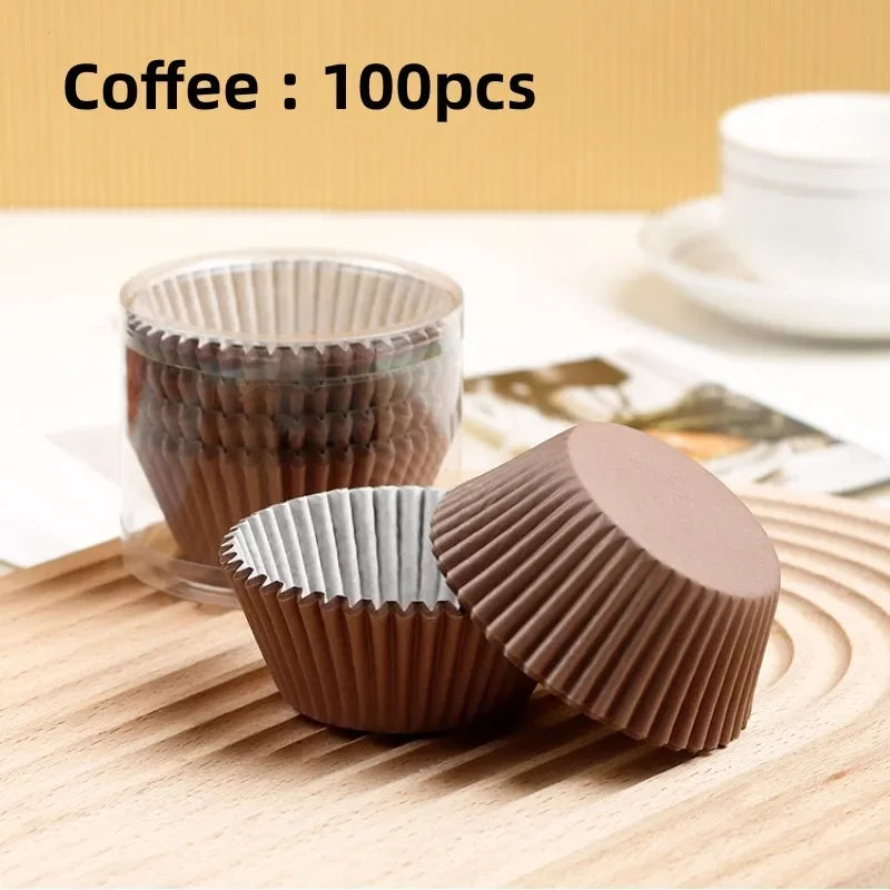 Axyaa Baking Paper Cupcake Moulds 100Pcs Waterproof Greaseproof Disposable Muffin Holders