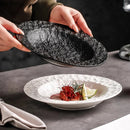 Axyaa Stoneware Plate Set for Molecular Cuisine in Stone Pattern - Restaurant Quality