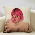 Axyaa Beauty Girl Cat Print Linen Pillowcase Portrait Cartoon Home Decor Cover