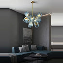 Axyaa Blue Flower Chandelier: LED Modern Home Decor Hanging Lamp for Luxury Living Room