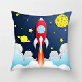 Axyaa Cartoon Astronaut Rocket Spaceship Sofa Pillowcase Space Theme Cushion Cover