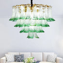 Axyaa Green Glass Lustre Pendant Lights with Metal Plate & Chain Hanging Lamp