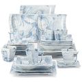 Axyaa Flora 30-Piece Marble Pink Porcelain Dinnerware Set