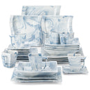 Axyaa Flora 30-Piece Marble Pink Porcelain Dinnerware Set