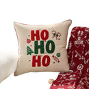 Axyaa Embroidered Holiday HoHo Pillow - Red Snowflake & Ginger Cake Design