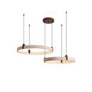 Axyaa Natural White Stone LED Chandelier Wood Deco Fixture