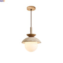 Axyaa White Glass Ball LED Pendant Lights with Wooden Base