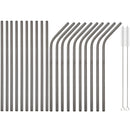 Axyaa Stainless Steel Straw Set - Straight & Curved Drinking Straws for Bar Parties